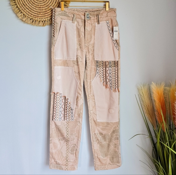 Anthropologie, New Pilcro The Camp Wanderer Pink Rose Patchwork Pants Size 28 - Picture 12 of 15